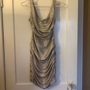 Metallic express fitted ruched dress size 2